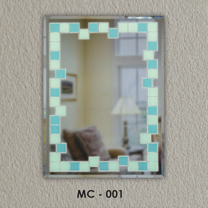 Miroir décoratif avec cadre en mosaïque pixelisée unique, fabriqué à partir de petites tuiles de verre carrées, léger et à fixer au mur - Product Image 4
