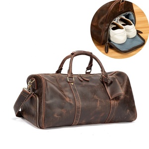 Sac de voyage rétro en cuir véritable 100% de haute qualité 2021, grande capacité, unisexe, sac de sport, valise, sac fourre-tout LKU-0288 - Product Image 2