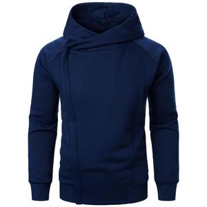 Sweat-shirt à capuche bleu marine pour homme, coupe ajustée, manches longues, style décontracté streetwear, en coton pour l'hiver - Product Image 1