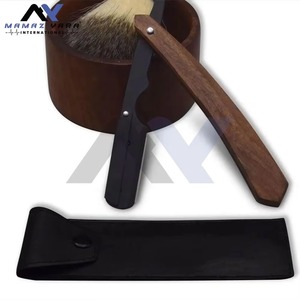 Rasoir droit professionnel à manche en bois naturel, lame interchangeable, logo personnalisé, rasoir de rasage haut de gamme pour salon de coiffure - Product Image 4