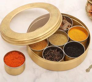 Support de rangement en laiton avec cuillère pour épices et aliments de cuisine, boîtes à épices, Masala Dani, rangement de cuisine en laiton, support décoratif pour épices - Product Image 4