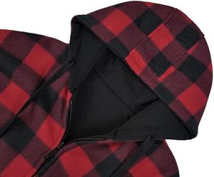 Sweat-shirt à capuche zippé à carreaux pour homme, coupe classique, décontracté, pour l'hiver, 100 % coton flanelle respirant, avec poches - Product Image 5
