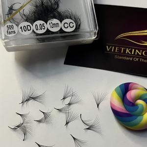 Extensions de cils synthétiques de haute qualité en éventails préfabriqués 10D, courbures C/CC/D/DD/M/L, épaisseurs 0.03, 0.07, 0.5mm, vente en gros - Product Image 3