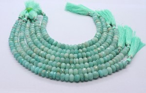 ลูกปัดอะเมโซไนต์ทรงรอนเดลล์เจียระไนธรรมชาติขนาด 7-8 มม. ลูกปัดอัญมณีอะเมโซไนต์ทรงรอนเดลล์ธรรมชาติขนาด 9 นิ้ว สำหรับทำเครื่องประดับ - Product Image 5