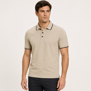 Polo de Corte Clásico con Etiqueta Tejida Personalizada, Tela de Algodón Mercerizado, Diseño de Cierre con Botones, Directo de Fábrica para Ropa de Golf - Product Image 3