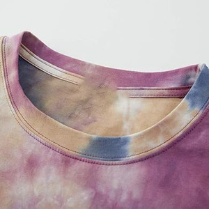 Trendy Solid Color Tie Dye Men's Shirts Heavyweight 100% Cotton Blend And Crewneck Short Sleeve Casual Top Bulk Supply USA - Product Image 4