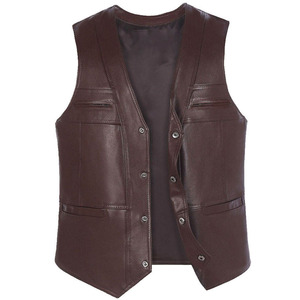 New Look Winter Vintage Biker Leather Motorcycle <b>Vest</b> Breathable Waterproof Eco-Friendly High Quality Brown <b>Black</b> Rhinestone 3D - Product Image 2
