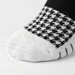 Black And White Houndstooth Crew <b>Socks</b> For Adults Casual Wear Knitted Breathable Patterned <b>Socks</b> - Product Image 6