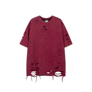 T-shirt Homme Col Rond 100% Coton Respirant Coupe Ample Personnalisé Effet Vieilli Tricoté Qualité Supérieure pour Fitness et Tenue Décontractée - Product Image 1