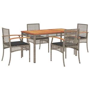 Conjunto de Comedor de Jardín de Mimbre Sintético Gris, Durabilidad Media - Product Image 2