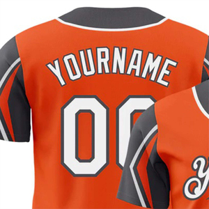 Index Apparel Custom Baseball Jersey Orange Black Sublimated Unisex Adult Short Sleeve Moisture Wicking Team <b>Name</b> Number - Product Image 4