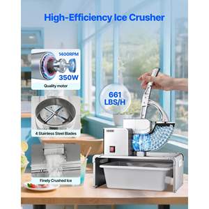 Máquina Comercial para Hacer Hielo Raspado de 4 Cuchillas Plateadas, 661 LBS/H, Motor Premium de 350W, Trituradora de Hielo Eléctrica, Contenedor Reemplazable para Hielo Raspado - Product Image 2