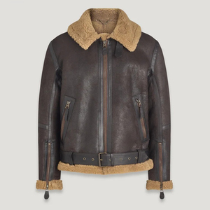 Men's Brown PU Leather Moto <b>Jacket</b> Stand Collar Zipper Closure <b>Slim</b> <b>Fit</b> Autumn Wear - Product Image 1