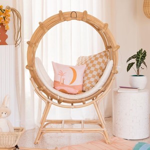 Round <b>swing</b> chair with stand rattan chairs for floor standing & hanging living room <b>patio</b> furniture - Product Image 2