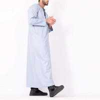 Thobe / Thawb islamique pour homme, style Dubaï, mode arabe, robe longue de prière pour l'Aïd, traditionnel musulman, grande taille, en coton respirant