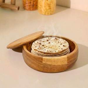 Wooden Chapati <b>Storage</b> Box <b>with</b> Lid for Hot Rotis Ideal for Kitchen Decor Dining <b>Table</b> Parties Weddings and Catering Needs - Product Image 1