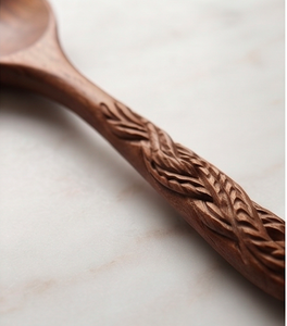 Wooden Flatware <b>Set</b> With Carved Handles Matte Finish <b>Reusable</b> Minimalist Design <b>Cutlery</b> For Camping Use And Hotel Use - Product Image 3