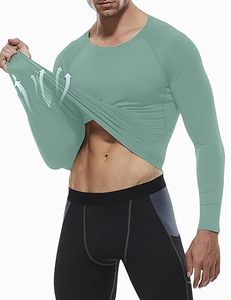 Men's Slim Fit Compression Long <b>Sleeve</b> Performance Shirt Premium Quick Dry Eco-Friendly Spandex/Polyester <b>Base</b> <b>Layer</b> Athletic - Product Image 4