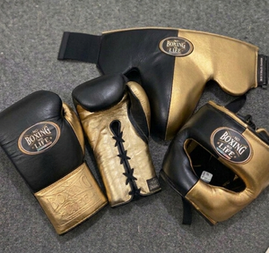 Wholesale No Boxing No Life Mexican Style Real Cowhide Leather Lace-Up Boxing Gloves Nose Bar <b>Head</b> Guard Groin Guard Protector - Product Image 5