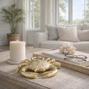Escultura Metálica Moderna de Cangrejo Costero, Pieza de Arte Decorativa Hecha a Mano para Mesa de Sala de Estar - Product Image 3