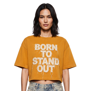Camiseta de mujer con hombros caídos, bordado desgastado, cuello redondo, letras bordadas, corte holgado, estilo oversize de verano - Product Image 6