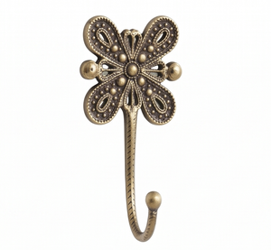 Artisanal Antique Brass Flower Wall <b>Hook</b> Metal Decorative Single <b>Hook</b> Durable Material For Clothing Rust Resistant Design - Product Image 1