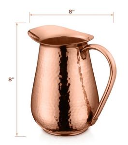 Traditional <b>Copper</b> <b>Table</b> Water Pitcher with Lid Elegant Beverage Jug with Handle for Dining Kitchen Hydration Serving - Product Image 3