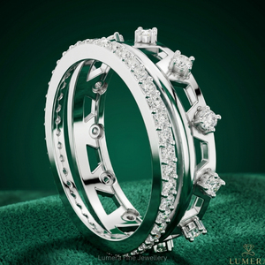 Ensemble de bagues de luxe en or blanc 9K 10K 14K 18K avec diamants de laboratoire certifiés IGI, alliance de mariage pour femme - Product Image 2