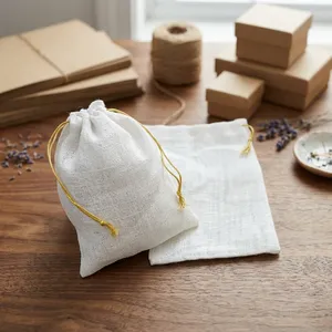 Bolsa de Yute Hecha a Mano, Tipo Potli, 10x8 Pulgadas, Reutilizable, de Fibra Natural, con Cordón, para Regalos, Recuerdos de Boda, Accesorios de Fiesta y Artículos Pequeños - Product Image 3