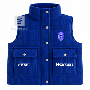 Chaleco acolchado transpirable personalizado de la hermandad Zeta Phi Beta con logotipo bordado en la parte delantera, chaleco sin mangas azul y blanco para mujer - Product Image 1