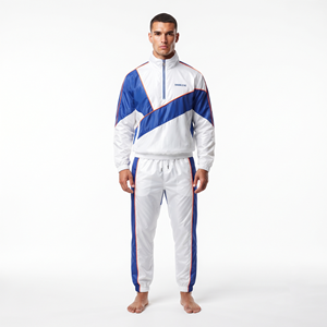 Ensemble de survêtement en nylon uni pour homme, design personnalisé, manches longues, pantalon de jogging à cordon de serrage, respirant, vêtements de sport décontractés - Product Image 1