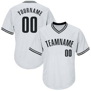 Maillot de baseball personnalisé Elite à manches courtes, col en V, bordure contrastante, numéro de joueur personnalisé, fournisseur de vêtements de sport pour clubs - Product Image 1