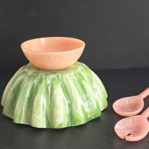 The Handmade Collection Resin Bowl <b>Green</b> Modern Luxury Design Eco-Friendly Stocked <b>Food</b> Serving Dish Stackable Dishwasher Safe - Product Image 3