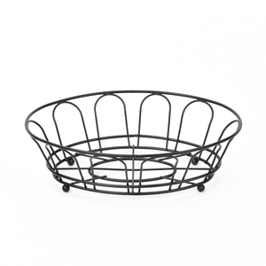 Panier à fruits en métal de bureau à prix de gros, panier de rangement portable pour pain et fruits, panier à fruits ovale noir et argenté - Product Image 5