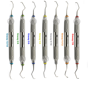 Juego de Instrumentos Quirúrgicos Dentales Manuales de Acero Inoxidable Clase I Bone Bridge Gracey para Periodoncia, 7 Curetas para Limpieza y Relleno Dental - Product Image 2