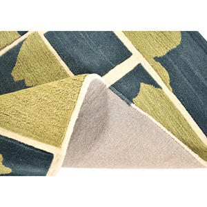 Luxury Hand-Tufted Wool Geometric Grid Area <b>Rug</b> 9x12 Modern Abstract Block Pattern in Olive Green Charcoal <b>Grey</b> & Ivory - Product Image 1