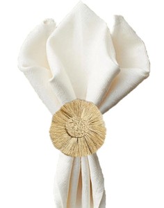 แหวนรัดผ้าเช็ดปากรูปดอกทานตะวันทำมือจากเส้นใยราฟเฟีย - Product Image 1