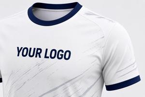 Ensemble de maillots de football unisexe blanc et marine, impression sublimée, évacuation de l'humidité, respirant, coupe athlétique, manches courtes, col en V, logo personnalisé - Product Image 3
