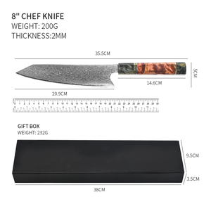 Cuchillos LEGACY BLADES Premium Ecológicos de Damasco, Cuchillo de Chef Hecho a Mano, Cuchillo de Cocina Profesional, Estilo Japonés con Mango de Madera - Product Image 4