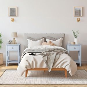 Gray <b>Side</b> Intersection Style Bedside <b>Table</b> with Two-Layer <b>Drawer</b> Nightstand and Coffee <b>Table</b> - Product Image 3