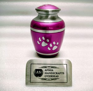 Hermosas Urnas Funerarias Europeas Doradas con Huella de Pata de Mascota, Ecológicas, Duraderas, para Cenizas, de Metal - Product Image 2