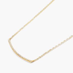 Slightly Curved Diamond Bar <b>Necklace</b> In Yellow Gold - Product Image 5