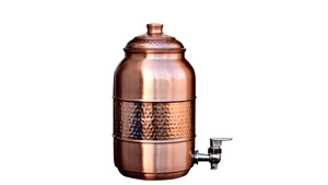 Juego de dispensador de agua de cobre con soporte de latón, grifo, tapa y una taza de cobre - Product Image 3