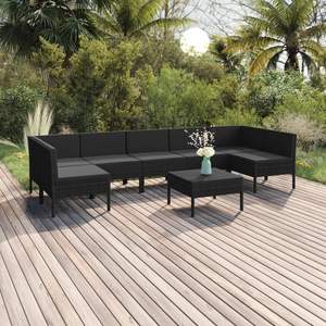 Conjunto de Muebles de Jardín de Ratán PE Negro con Acero con Recubrimiento en Polvo y Poliéster, Muebles Elegantes para Exteriores - Product Image 1