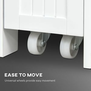 Mobiletto da Bagno Moderno 7x20 Autoportante con Due Cassetti, Porta Carta Igienica Sottile, Porta Asciugamani Laterale, Ruote, Materiale MDF - Product Image 5