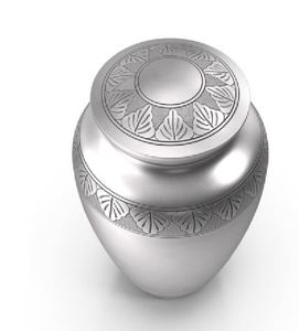 Silver Aluminum Modern Customized Cremation Urn Keepsake <b>Vase</b> with Leaf Pattern Decorative <b>Memorial</b> Jar for Adult Ashes - Product Image 2