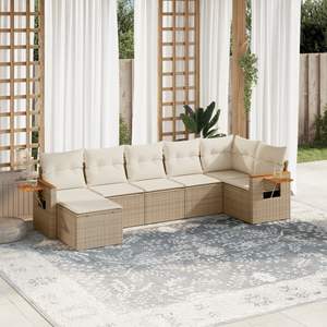 Conjunto de Sofás de Jardín Color Crema Beige - Product Image 1