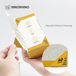 Custom Tuck-in Folding Carton Extended Panel Paperboard Box with Flip-Tab & Window for Premium <b>Supplement</b> Packaging - Product Image 5