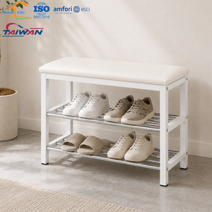 Banc de rangement pour chaussures en métal KD avec coussin, étagère à chaussures pour l'entrée de la maison, fabriqué à Taïwan, usine OEM - Product Image 3