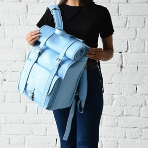 Thick Genuine Leather Roll Top Backpack Reinforced Base Rucksack For Heavy Loads Professional <b>Work</b> <b>Bag</b> LRTB-0184 - Product Image 3